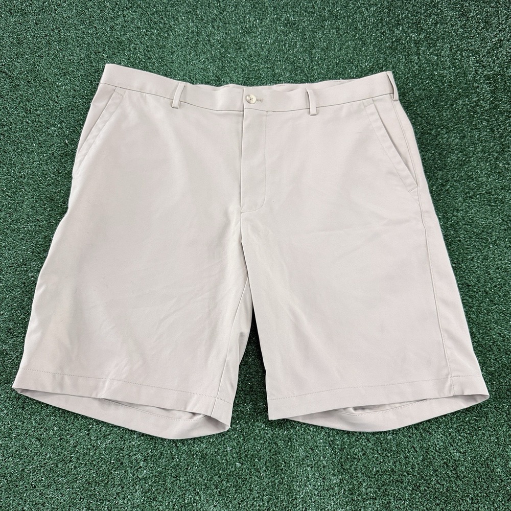 Peter Millar Wicking Golf Shorts Men's Size 38 Khaki Chinos